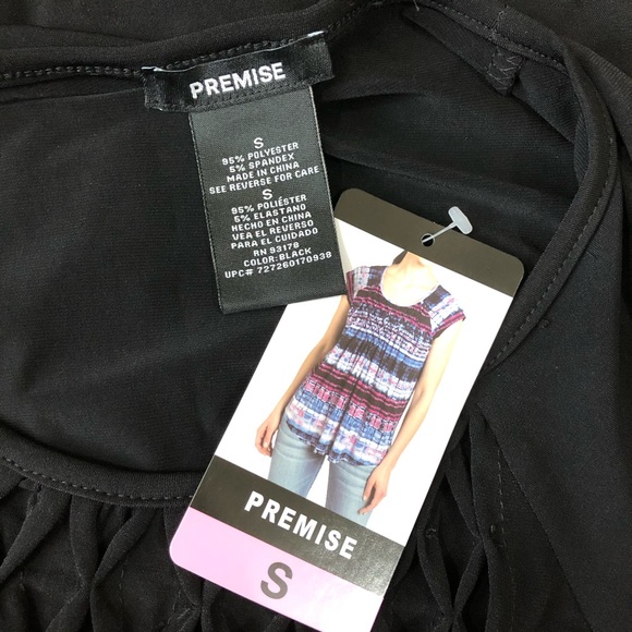 Premise Black Cap Sleeve Diamond Weave Blouse - Picture 5 of 5